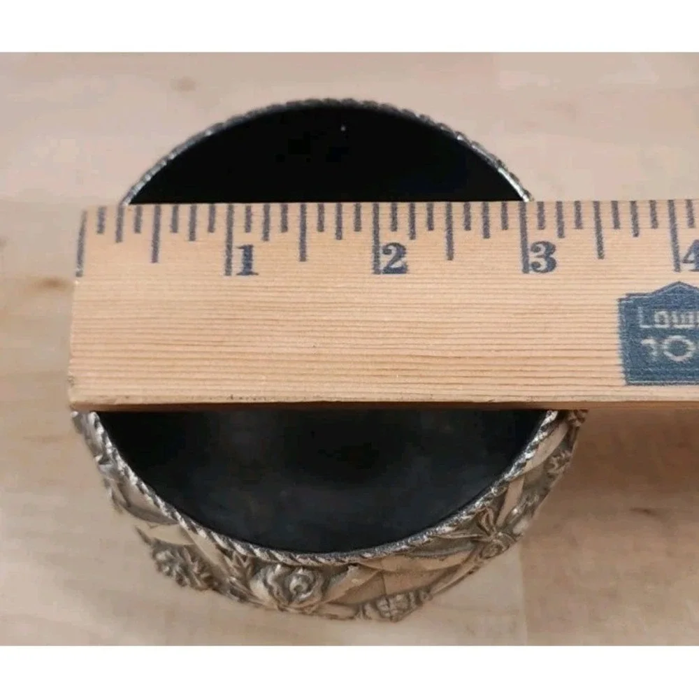 Pewter Bowl Lattice Flowers / Rope Design 3 Inches‎
